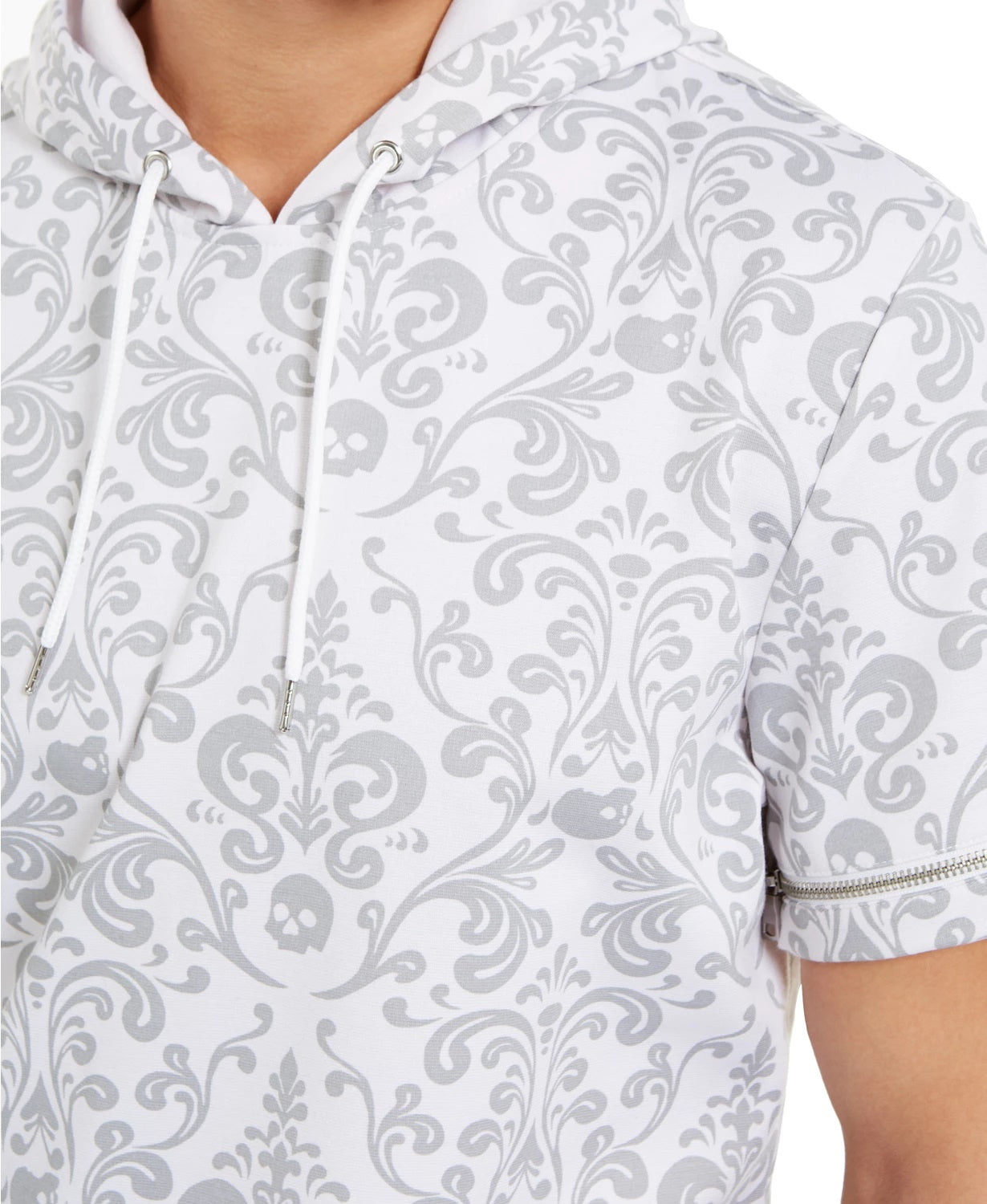 Moletom com capuz masculino com estampa damasco e ajuste regular da INC International Concepts, branco, tamanho extragrande