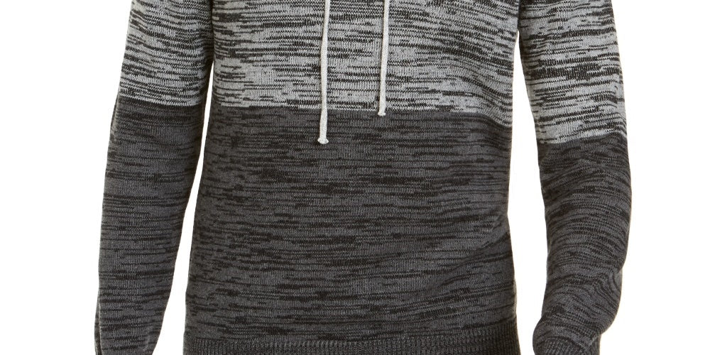 American Rag Suéter Masculino Colorblock Space Dye Knit Hoodie Cinza Tamanho XX-Grande