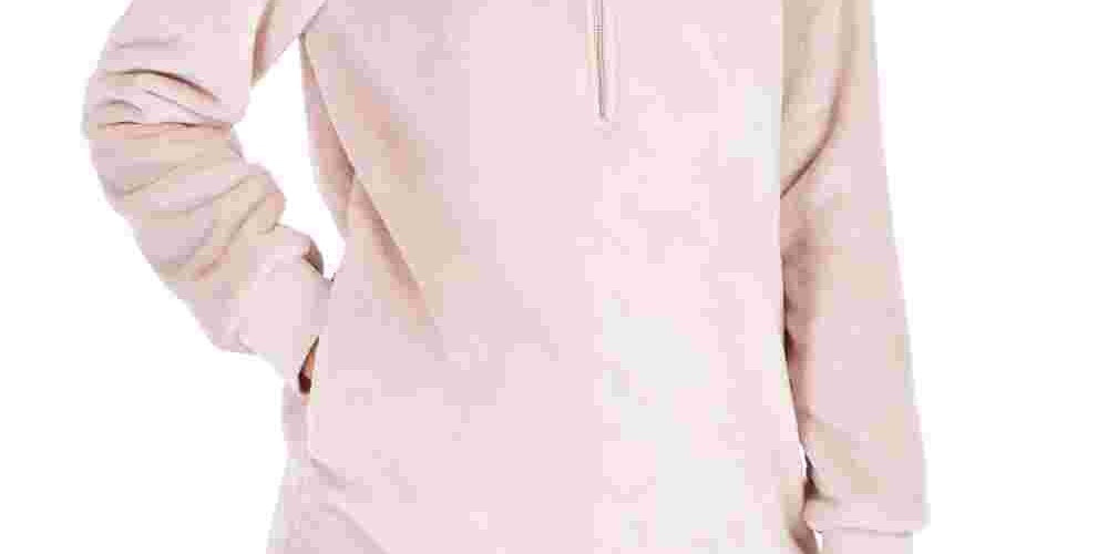 Ideology Moletom com capuz feminino de pele sintética com zíper e um quarto, rosa, tamanho grande