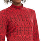 Karen Scott Feminino Fair Isle Estampado Mock Neck Top Vermelho Tamanho Pequeno Pequeno