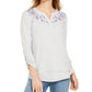 Blusa bordada feminina Style &amp; Co cinza tamanho extra pequeno