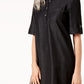 Vestido-camisa feminino Karen Scott Chambray, preto, tamanho médio