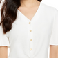 Blusa feminina Alfani com mangas bufantes, branca, tamanho pequeno