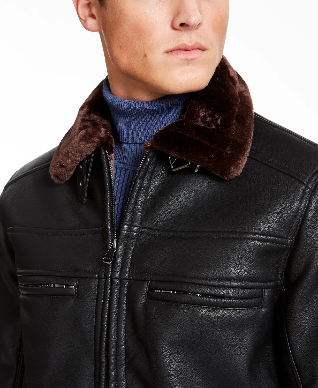 Jaqueta masculina de couro sintético Julien da INC International Concepts, preta, tamanho extragrande