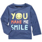 Camiseta de algodão com estampa de sorriso para meninos First Impressions, azul, tamanho 3 a 6 meses