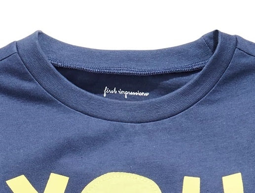 Camiseta de algodão com estampa de sorriso para meninos First Impressions, azul, tamanho 3 a 6 meses