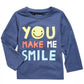 Camiseta de algodão estampada com sorriso para meninos First Impressions, tamanho 2T, azul