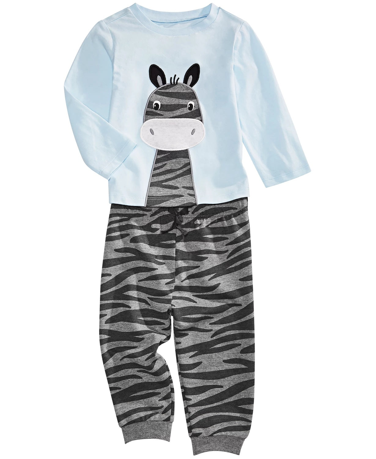 Camiseta de algodão com estampa de zebra para meninos First Impressions, azul, tamanho 12 meses