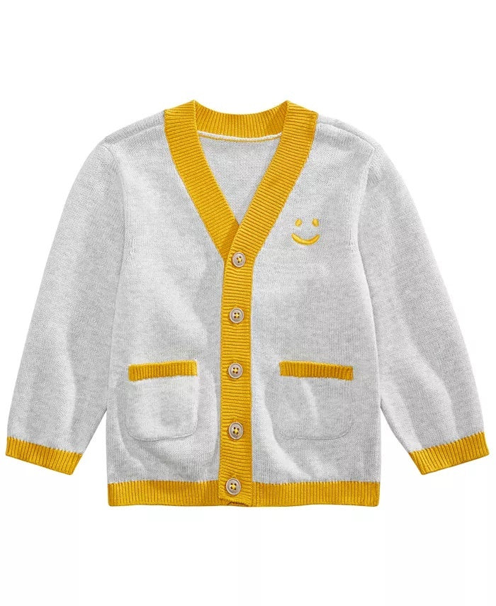 Primeiras impressões bebê meninos smiley-face cardigan cinza tamanho 12m