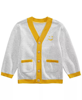 Primeiras impressões bebê meninos smiley-face cardigan cinza tamanho 12m
