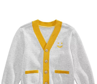 Primeiras impressões bebê meninos smiley-face cardigan cinza tamanho 12m