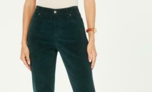 Calça de controle de barriga feminina Lexington Corduroy, verde, tamanho 14, Charter Club