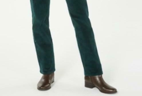 Calça de controle de barriga feminina Lexington Corduroy, verde, tamanho 14, Charter Club