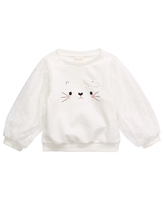 Moletom infantil First Impressions Baby Girls de algodão com estampa de animal, branco, tamanho 6-9 meses