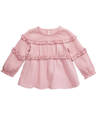 Blusa de algodão com babados First Impressions Baby Girls, rosa, tamanho 18 meses