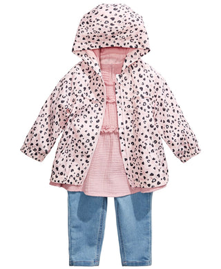 Blusa de algodão com babados First Impressions Baby Girls Rosa Tamanho 3-6M