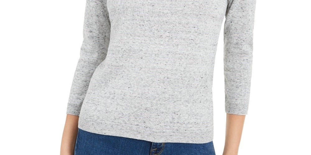 Suéter feminino Maison Jules com listras cinza, tamanho pequeno