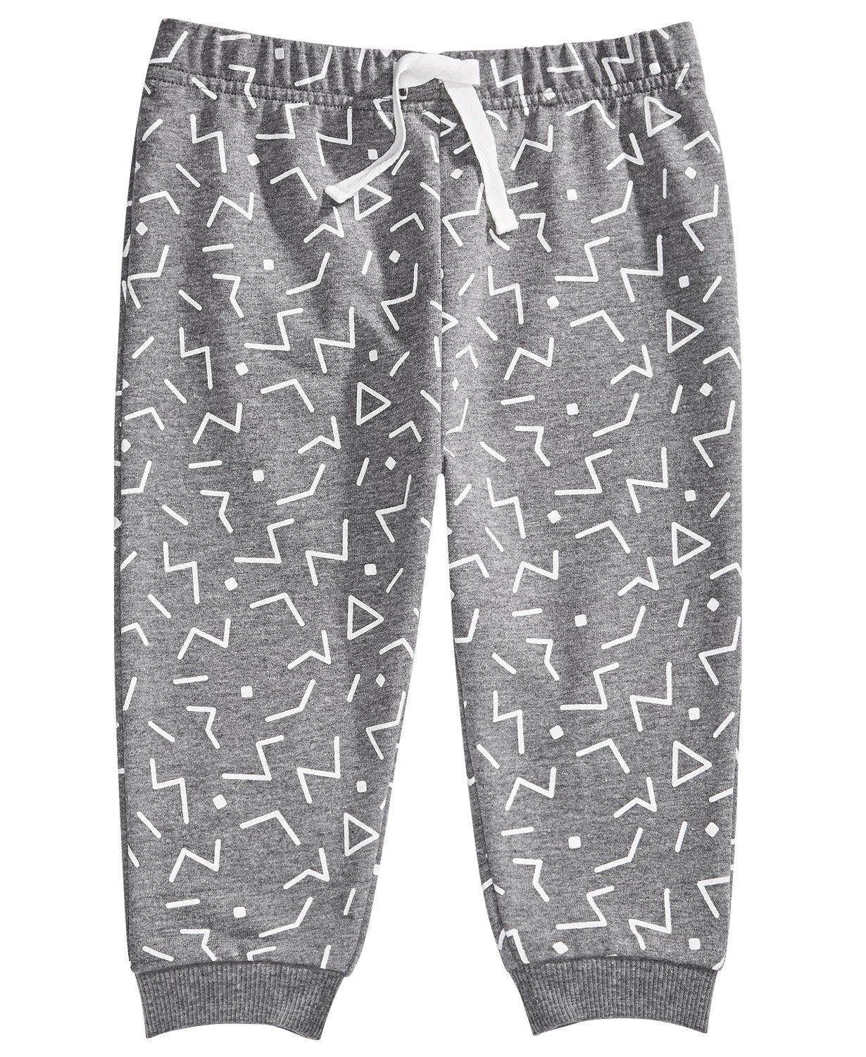 Calça jogger com estampa geométrica para bebê menino First Impressions, cinza, tamanho 12 meses