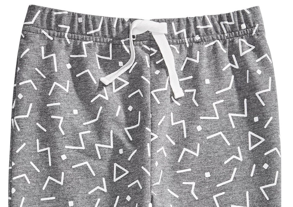 Calça jogger com estampa geométrica para bebê menino First Impressions, cinza, tamanho 12 meses