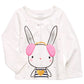 Camiseta estampada de coelho para bebês meninas First Impressions com acabamento em lã sintética Sherpa, branca, tamanho 18 meses