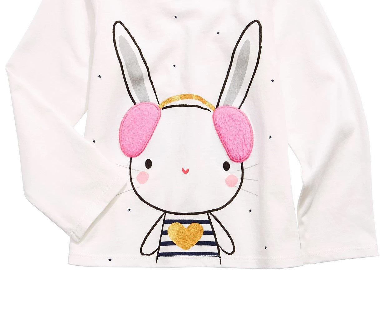 Camiseta estampada de coelho para bebês meninas First Impressions com acabamento em lã sintética Sherpa, branca, tamanho 18 meses