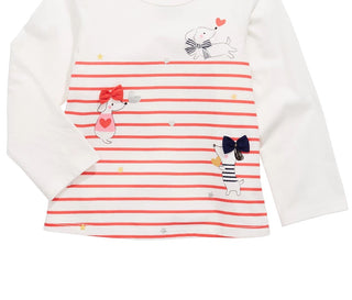 Camiseta listrada de manga comprida para bebês meninas First Impressions, tamanho 18 meses, branca