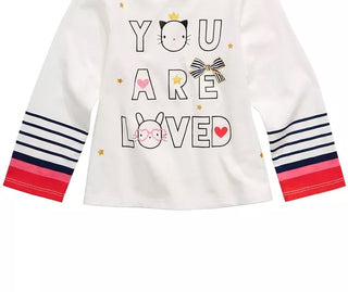 Camiseta de algodão com estampa gráfica e manga comprida First Impressions Baby Girls, branca, tamanho 12 meses