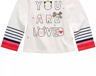 Camiseta infantil de algodão com estampa gráfica e manga comprida First Impressions para meninas, tamanho 2T