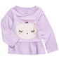 Camiseta infantil First Impressions para meninas, algodão Caticorn, bainha peplum, roxa, tamanho 2T