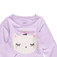Camiseta infantil First Impressions para meninas, algodão Caticorn, bainha peplum, roxa, tamanho 2T
