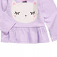 Camiseta infantil First Impressions para meninas, algodão Caticorn, bainha peplum, roxa, tamanho 2T