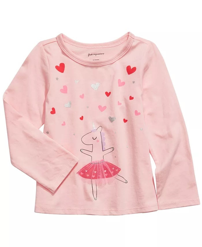 Camiseta Unicórnio Dançante para Menina First Impressions Rosa Tamanho 24 Meses