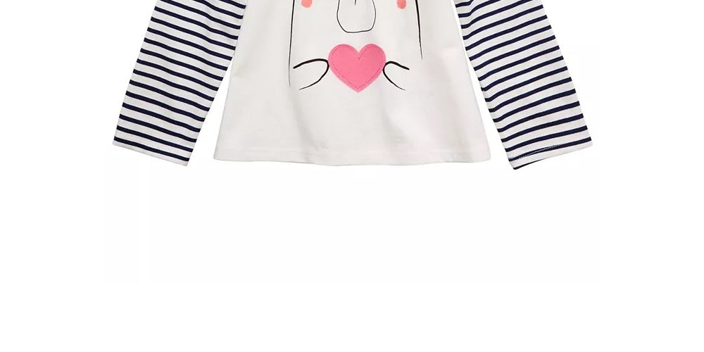 Camiseta infantil de algodão listrada com urso First Impressions para meninas, tamanho 3T