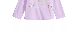 Camiseta infantil de manga comprida com elefante First Impressions para meninas, roxa, tamanho 3T