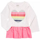 Camiseta Peplum de Algodão com Coração Arco-Íris para Bebê First Impressions, Branca, Tamanho 18 Meses