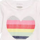 Camiseta Peplum de Algodão com Coração Arco-Íris para Bebê First Impressions, Branca, Tamanho 18 Meses