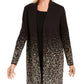 Casaco feminino JM Collection Ombre Jacquard preto tamanho pequeno médio