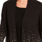 Casaco feminino JM Collection Ombre Jacquard preto tamanho pequeno médio