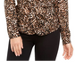 Blusa feminina Alfani estampada com frente torcida, preta, tamanho pequeno