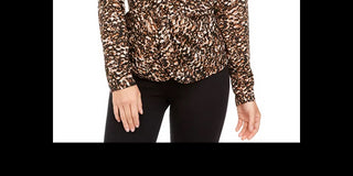 Blusa feminina Alfani estampada com frente torcida, preta, tamanho pequeno