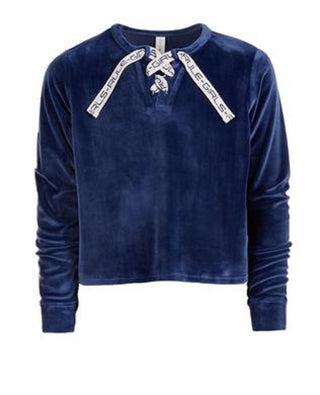 Ideologia Big Girls Moletom de veludo com cadarço azul escuro tamanho pequeno