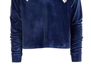 Ideologia Big Girls Moletom de veludo com cadarço azul escuro tamanho pequeno