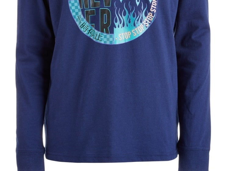 Camiseta com capuz estampa gráfica Ideology Big Boy's, tamanho grande, azul