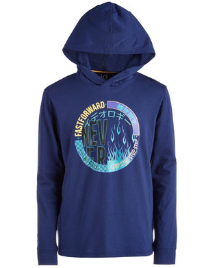 Camiseta com capuz estampa gráfica Ideology Big Boy's, azul, tamanho pequeno