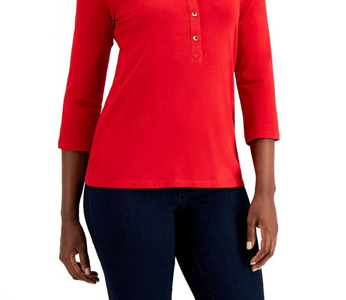 Camisa polo feminina de malha Charter Club vermelha - tamanho pequeno