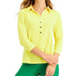 Camisa polo feminina de malha Charter Club, tamanho grande, dourada