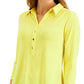 Camisa polo feminina de malha Charter Club, tamanho grande, dourada