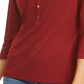 Camisa polo feminina Charter Club manga 3/4 vinho tamanho pequeno médio