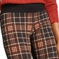 Calça skinny feminina com frente xadrez da INC International Concepts, preta, tamanho 2