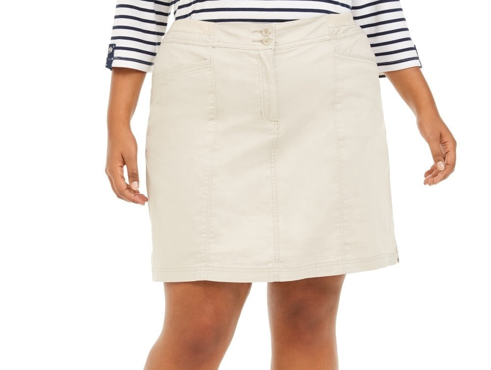 Karen Scott Saia-saia feminina plus size de malha com cós alto, bege, tamanho 16W